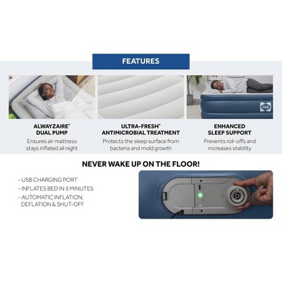 Sealy AlwayzAire Flocked Top Air Mattress Twin with Built-in Dual Pump_9