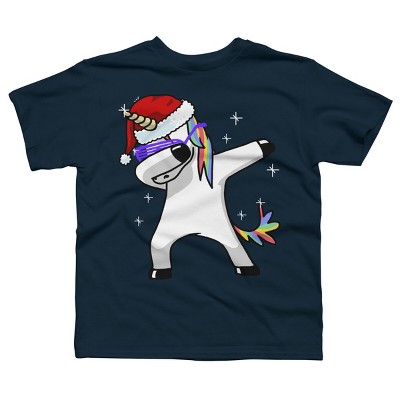 Boy's Design By Humans Dabbing Unicorn Shirt Hip Hop Dab Santa Hat Christmas Shirt V By vomaria T-Shirt