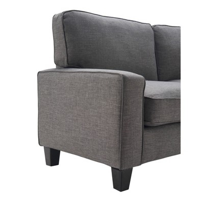 Gray Linen Reclining Sofa with Removable Cushions and Wood Frame