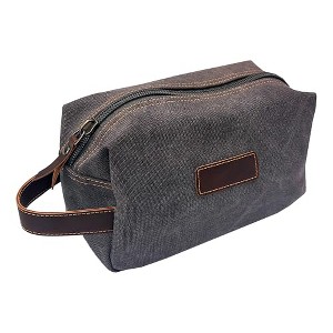 Generic Luxe Mens Premium Canvas Toiletry Bag With Faux Leather - 1 of 4