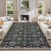 Washable Non Slip Floral Print Vintage Area Rugs for Living Room Bedroom, Soft Low Pile Dining Room Carpet for Home Office - 3 of 4