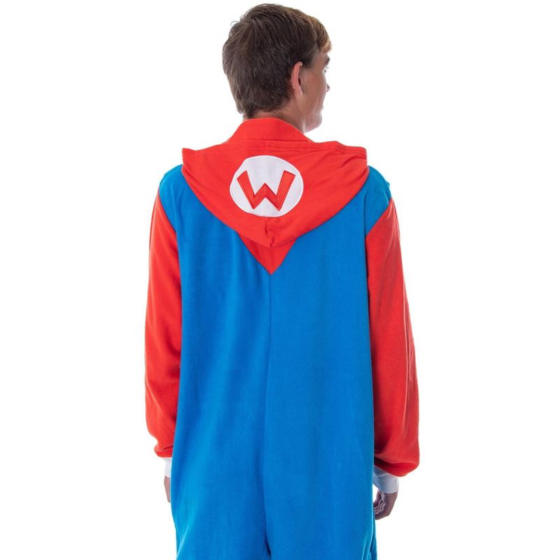 Super Mario Bros. Adult Mario Costume Microfleece Union Suit Pajama Outfit, 2 of 8