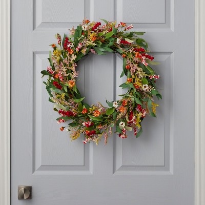 26-Inch Multicolor Artificial Floral Eucalyptus Wreath