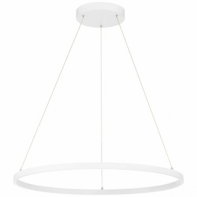 Matte Black and White Contemporary LED Drum Pendant Light
