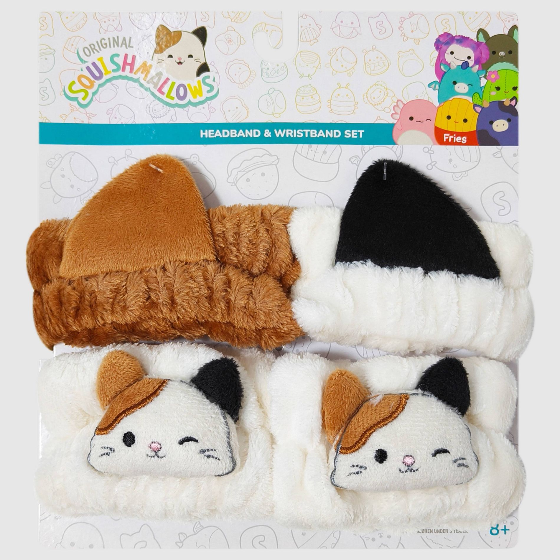 Girls' Squishmallow Spa Headband Set - Cream/Tan/Black