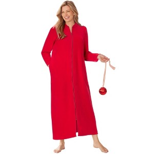 Dreams & Co. Plush Zip-Front Robe - 1 of 4