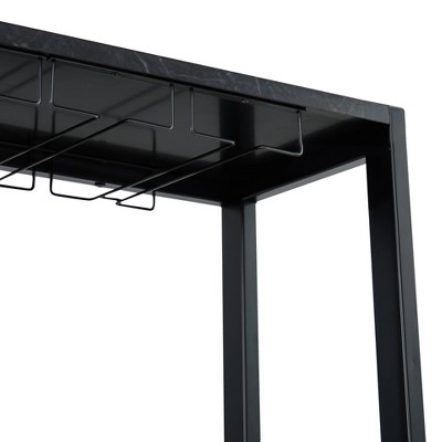 Marbled Blue 32" Wood Buffet Bar Cabinet with Wine Rack