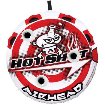 Airhead AHHS-12 Hot Shot 2 Inflatable Round Deck Single Rider Towable Lake Boating Tube with Tow Harness, Speed Safety Valve, and Handles