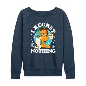 Women's - Garfield - I Regret Nothing Lightweight French Terry Wide Neck Long Sleeve Shirt - 1 of 4