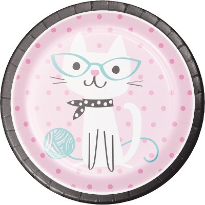 pink and white paper plates