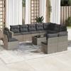 vidaXL 11 Piece Patio Sofa Set with Cushions Gray Poly Rattan - With Table - 2 of 4