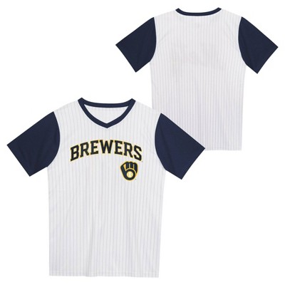 Mlb Milwaukee Brewers Boys' Pinstripe Pullover Jersey : Target