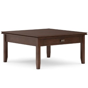 Stratford Square Coffee Table Russet Brown - Wyndenhall: Storage, 2 Drawers, Transitional Style, Pine & Plywood - 1 of 4