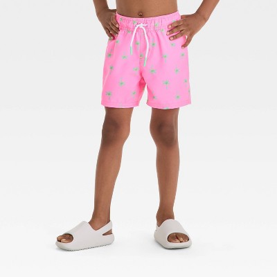 Toddler Boys' Palm Tree Printed Swim Shorts - Cat & Jack™ Pink 3T