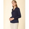 Allegra K Women's Satin Tie Neck Long Sleeve Solid Color Elegant Office Shirt - 4 of 4