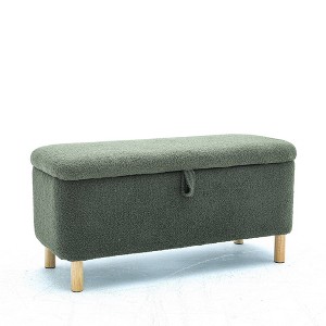 CAVINAS Boucle Fabric Storage Ottoman Bench with Storage Compartment,Upholstered Storage Ottoman,Storage Benches for Living Room,Bedroom - 1 of 4