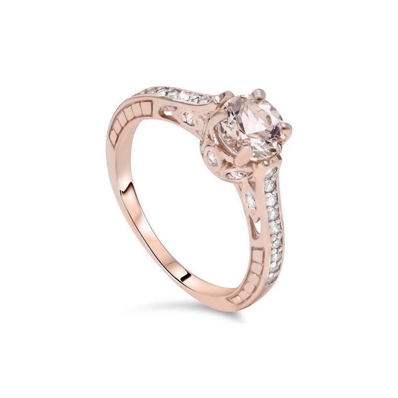 Pompeii3 1ct Morganite & Diamond Vintage Engagement Ring 14K Rose Gold, 1 of 6