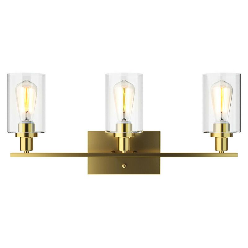 Costway 3-Light/4-Light Wall Sconce Modern Bathroom Vanity Light Fixtures with Clear Glass Shade, 3 of 11