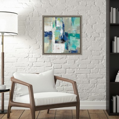 Abstract Blue and Beige Canvas Wall Art Print