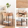 Round End Table Nightstand Wood Side Table with Drawer Accent Bedside Farmhouse Tables for Living Room - 3 of 4