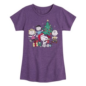 Girls' - Peanuts - Holiday Cheer Fitted Short Sleeve Graphic T-Shirt - 1 of 4