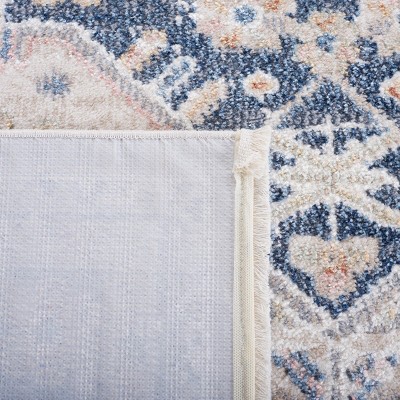 Vintage Charm Navy Blue Synthetic 5'3" x 7'6" Machine Washable Area Rug