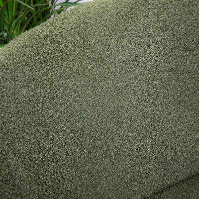 Dark Green Boucle Upholstered Accent Chair with Metal Frame