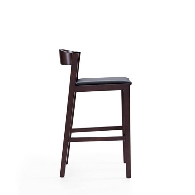 Manhattan Comfort Klismos 20" Black Leather Beech Wood Barstools - Set of 2