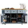 VYNXARIA K&K 53" Kitchen Island with Drop Leaf, Power Outlet & Ample Storage in Grey Blue - 4 of 4