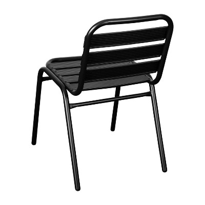 Black Metal Indoor-Outdoor Armless Stackable Dining Chair