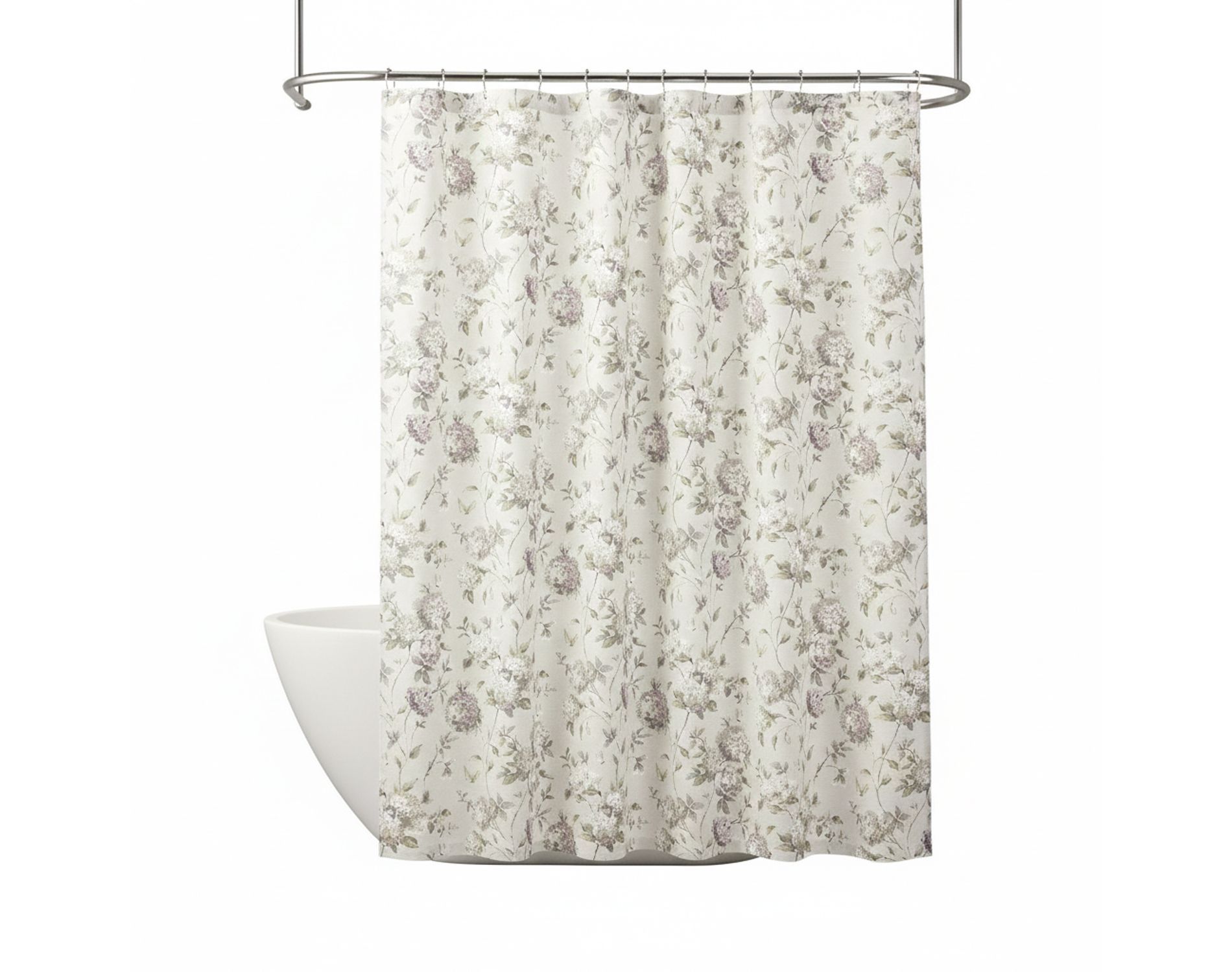 Ellis Curtain 48% Cotton 52% Polyester Traditional Hydrangea Pattern Abigail Shower Curtain 72" x 72" Lilac