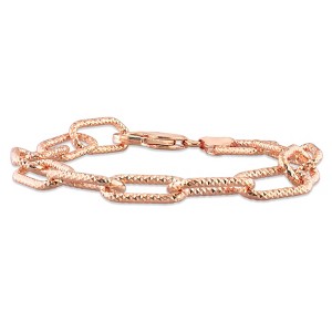 EVERLY JEWELRY | Rose Plated Sterling Silver 9mm Fancy Paperclip Chain Bracelet - 7.5 in - 1 of 4