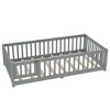 Twin/Full/Queen Size Floor Bed Frame with Safety Guardrails & Doors, Toddler Platform Bed with Wood Slat Support for Kids Girls Boys - 4 of 4