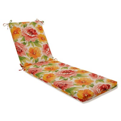 Indoor/Outdoor Muree Primrose Green Chaise Lounge Cushion - Pillow Perfect: Weather-Resistant, Fade-Resistant, Ties