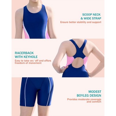Charmo Girls Color Block Swimsuit Boyleg One Piece Athletic Bathing Suit Training Swimwear Black Size 13-14 Years — фото 3