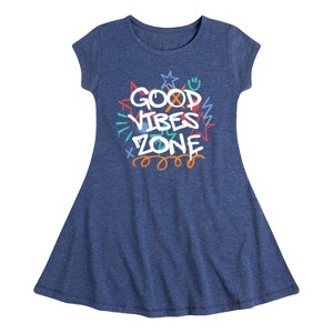 Girls' - Instant Message - Good Vibes Zone Fit & Flair Cap Sleeve Graphic Dress - 1 of 4