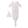 Makemake Organics GOTS Certified Organic Cotton Wrap-Front Knotted Gown for Babies - Poppy, 0-3 Months - 2 of 4