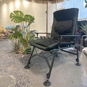 Airsurfer Camping Lounge Chair with Adjustable Backrest, Portable Folding Recliner for Outdoor/Indoor Use – Beach, Hiking, Fishing – Green/Black - 1 of 4