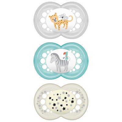 MAM Day & Night Pacifier 6+ Months - Blue/Silver 3pk