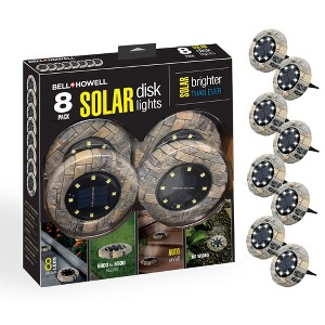 Bell + Howell 8 LED Round Slate Solar Powered Disk Lights with Auto On/Off - 1 of 4