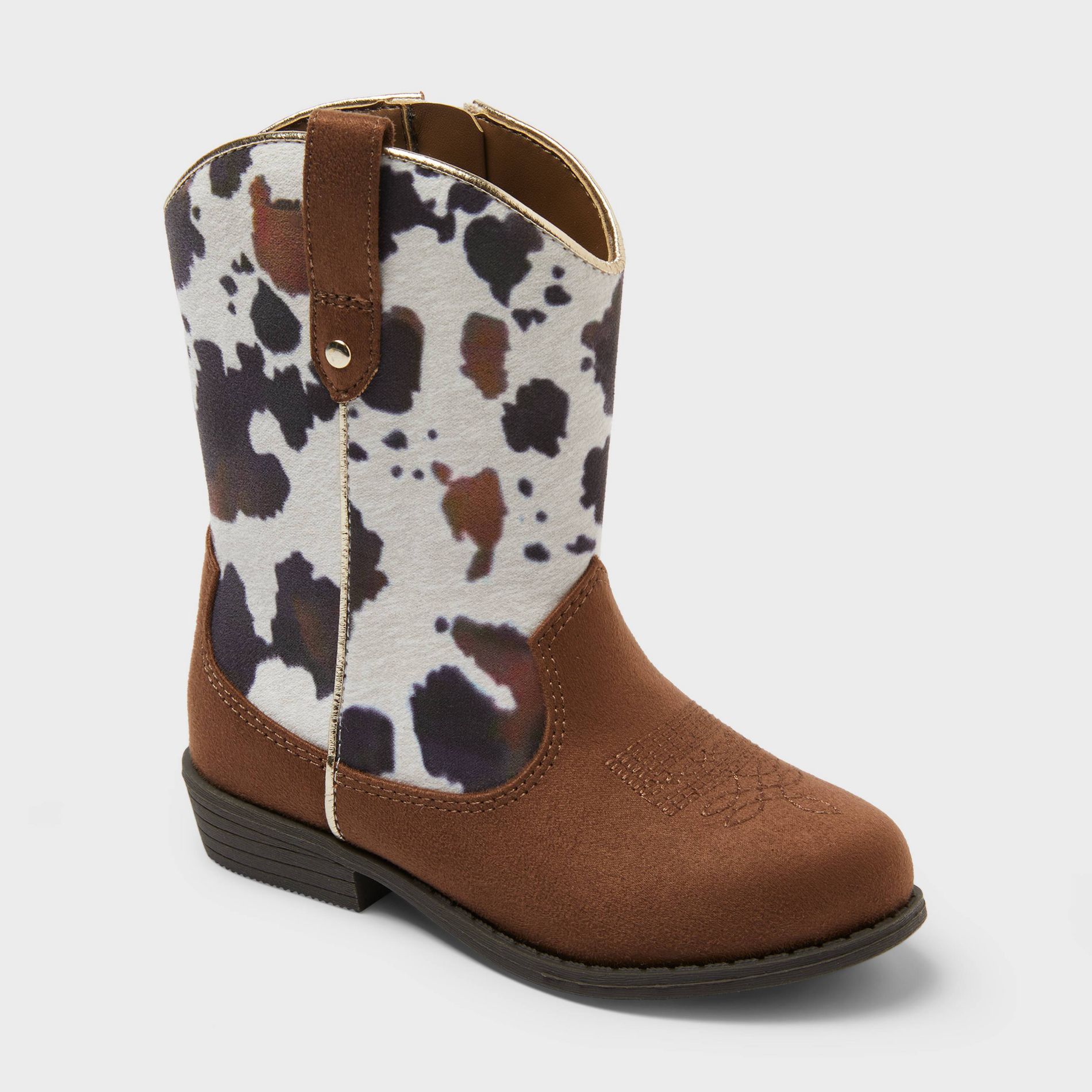 Toddler Girls' Branson Cow Print Cowboy Boots - Cat & Jack™ Brown