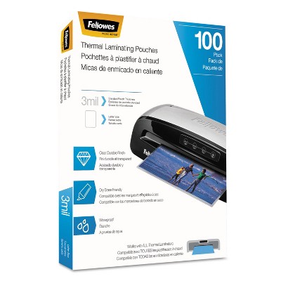 Fellowes Laminating Pouches Letter Size Hot Pouch 9 x 11.5 3 mil 100 pack 5743301