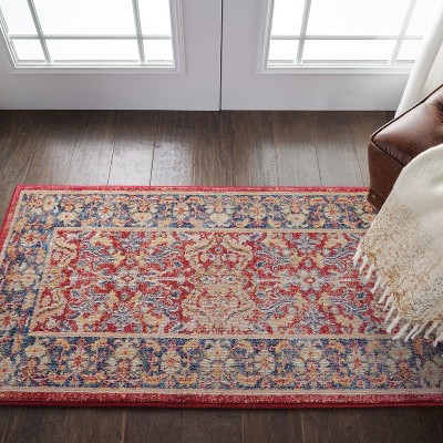Global Vintage Persian-Inspired 2'x4' Red Synthetic Area Rug