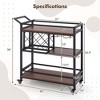 Costway 3-tier Bar Cart on Wheels Home Kitchen Serving Cart with Wine Rack & Glass Holder Rustic Brown/Brown - image 3 of 4