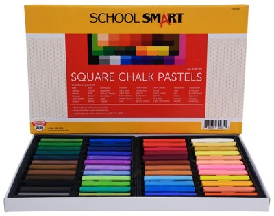 School Smart Square Chalk Pastels, Assorted Colors, Set of 12