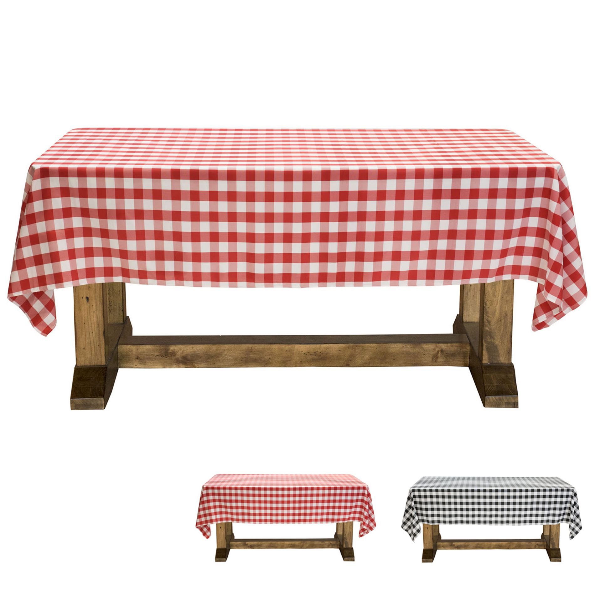 Lann's Linens Rectangular Polyester Fabric Checkered Tablecloth - Gingham Pattern for Banquet, Restaurant