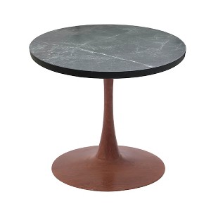LeisureMod Bristol 27" Round Dining Table with MDF Top and Cherry Steel Pedestal Base for Modern Kitchen and Dining Room - 1 of 4