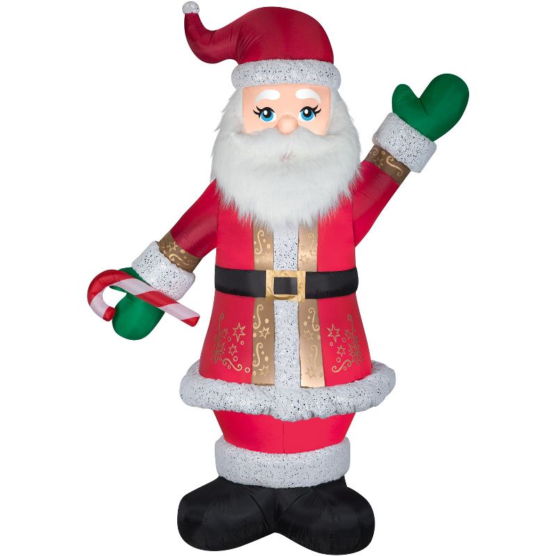 Gemmy Christmas Airblown Inflatable Mixed Media Luxe Santa w/Candy Cane, 8 ft Tall, Multicolored, 1 of 6
