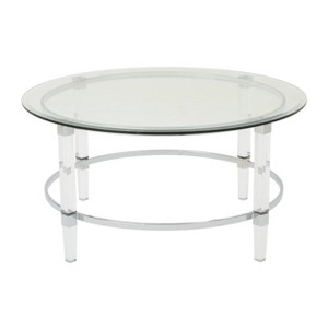 Elowen Modern Round Coffee Table Clear - Christopher Knight Home: Acrylic, Tempered Glass, Iron Frame, for Living Room - 1 of 4