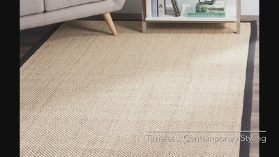 Natural Fiber Maize Linen Square Area Rug with Cotton Border